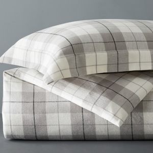 Williams Sonoma Halden Woven Tarten King Duvet Cover & 2 Pillow Covers